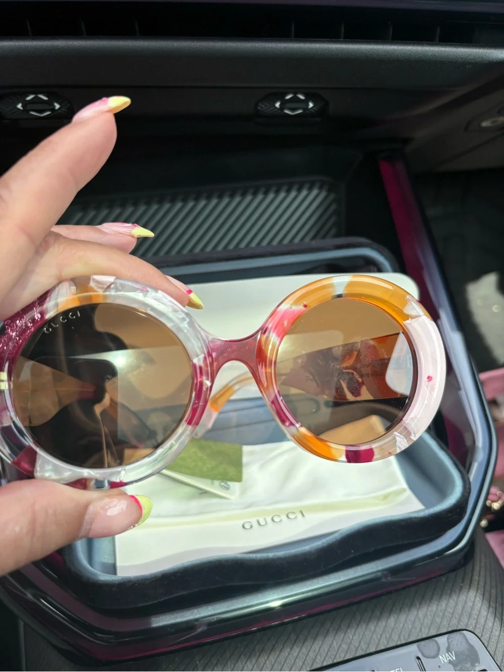 Gucci Multicolor Round Acetate Sunglasses - Pink, Orange, Brown